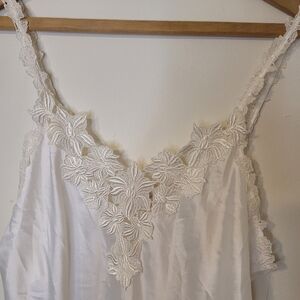 NWT Vintage Satin White Nightgown Strappy Embroidered Straps Slip dress